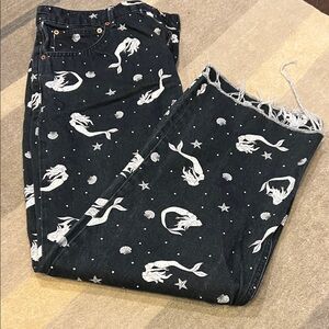 Zara Black and White Mermaid Print Jeans
